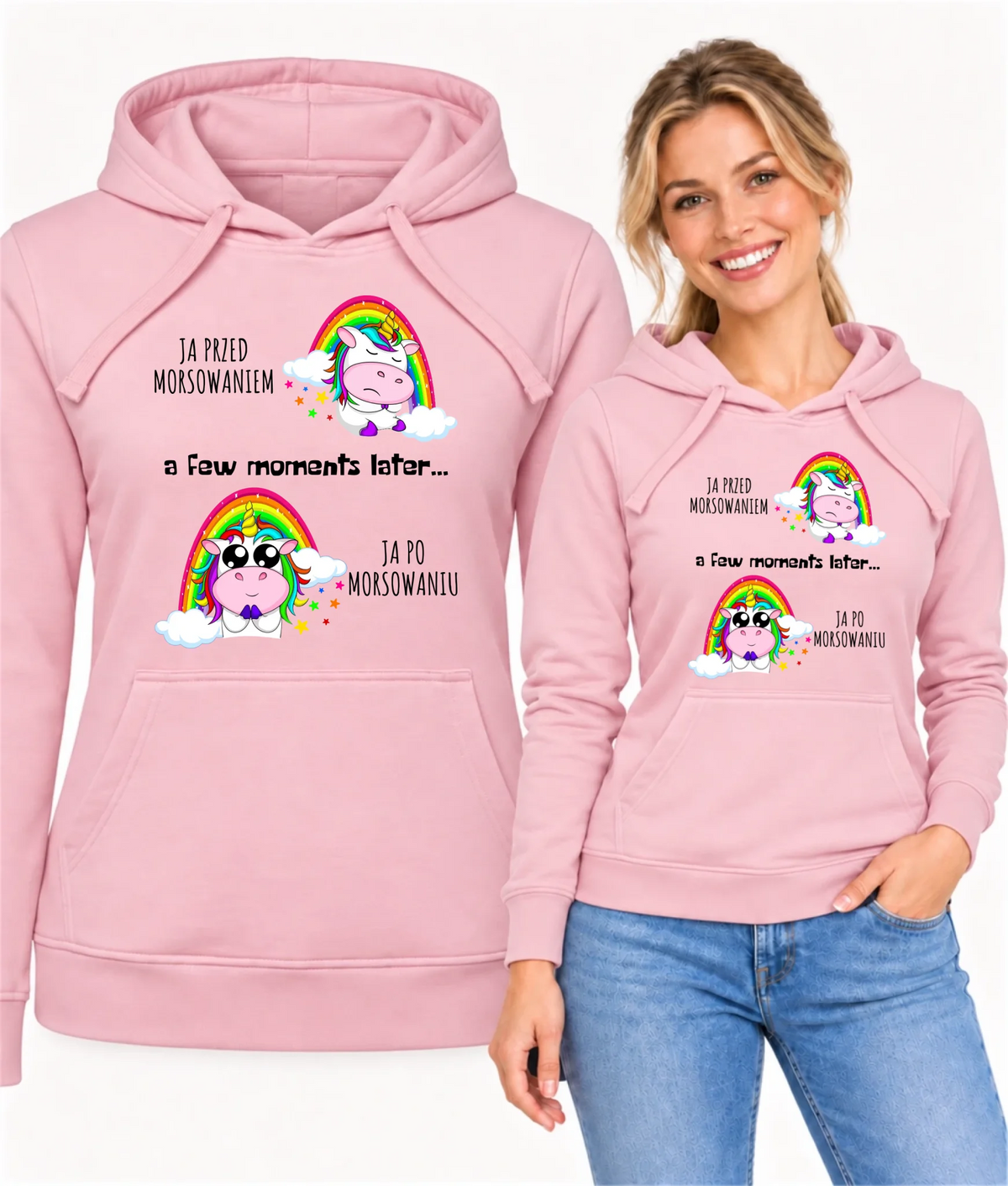 Bluza damska z kapturem - prezent dla morsa - Jednorożec - Ja po morsowaniu HM11