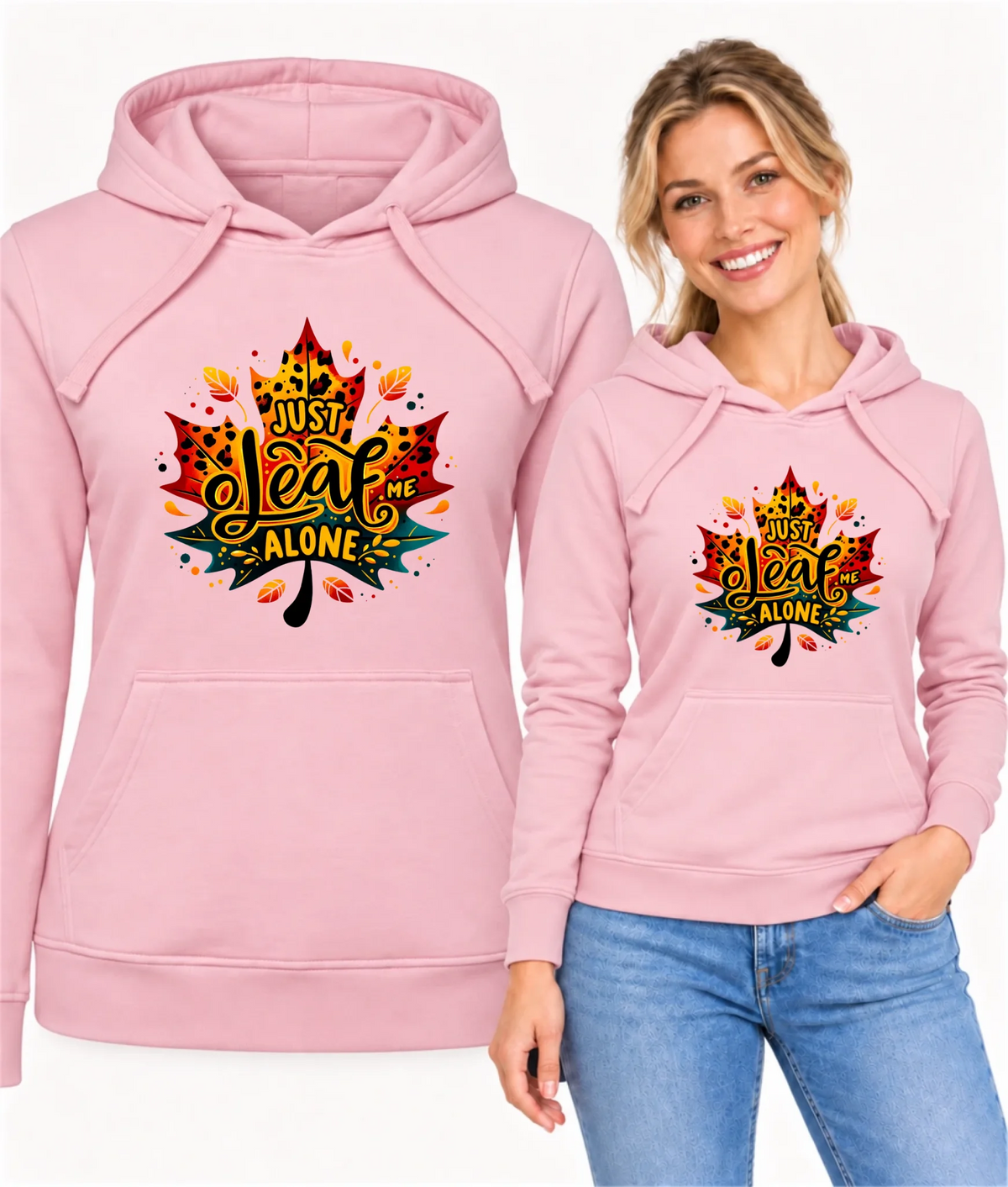Bluza damska z kapturem jesienna - Just leaf me alone JS22