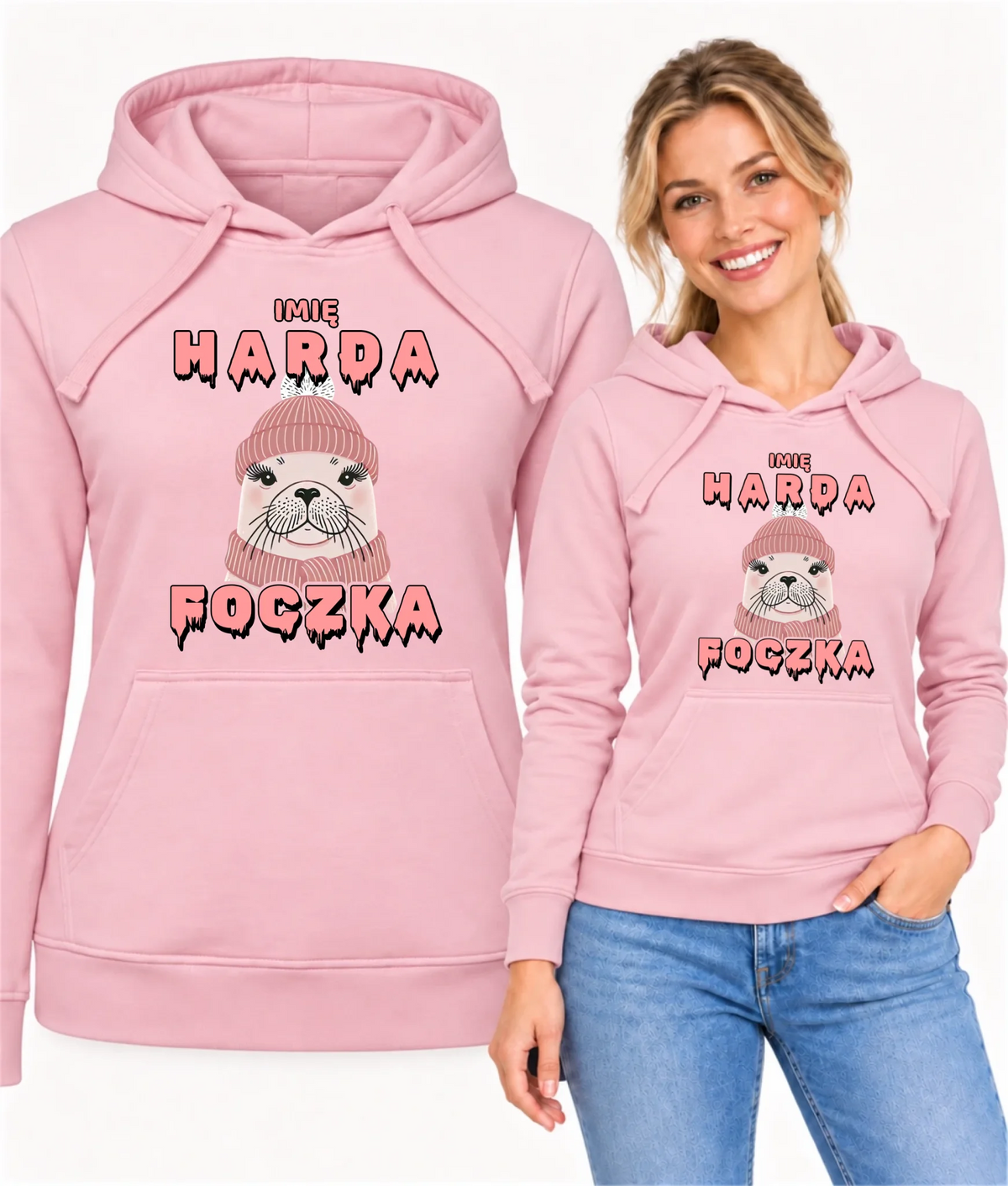 Bluza damska z kapturem - prezent dla morsa - Harda foczka - personalizowana HM05