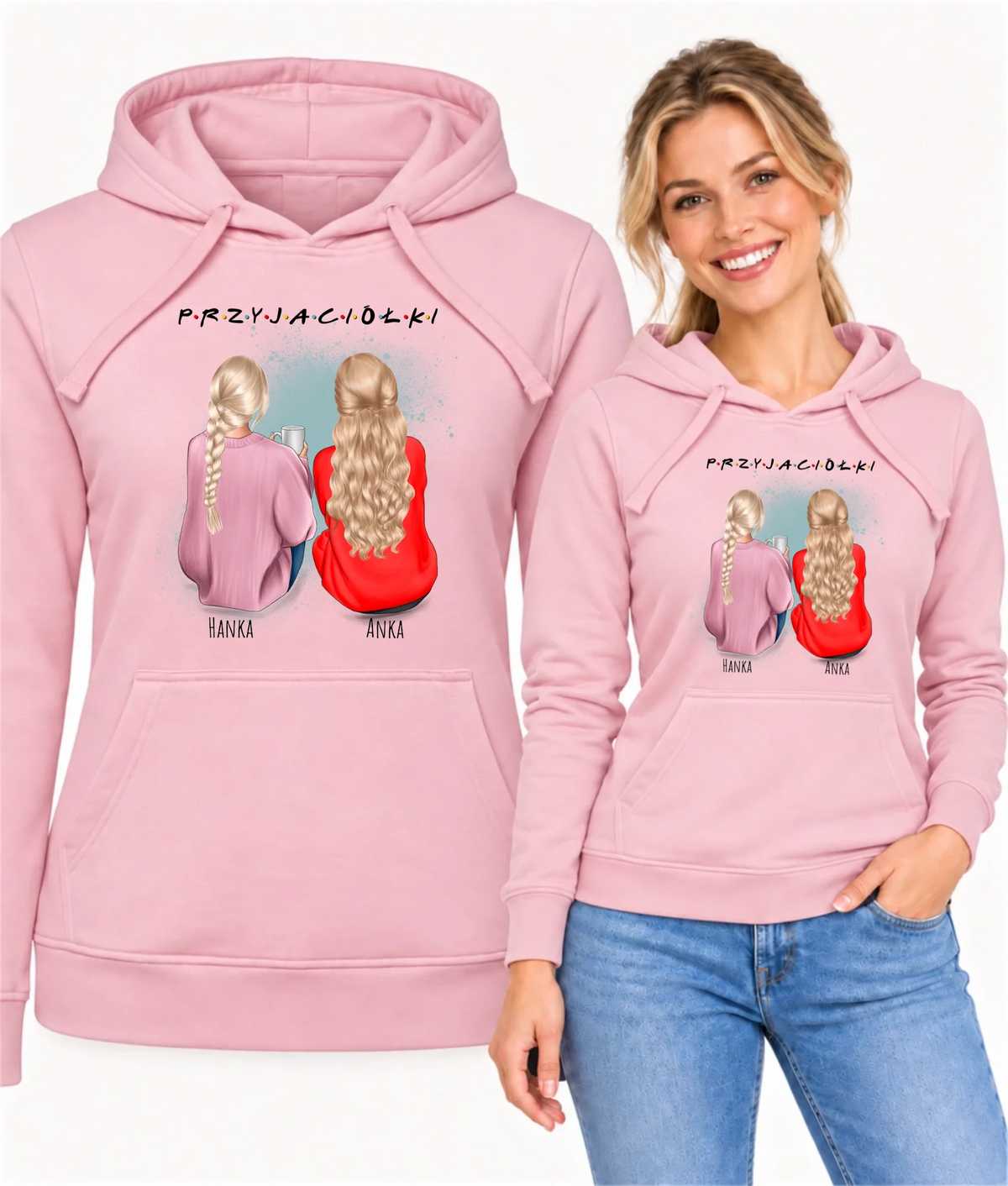 Bluza damska z kapturem - prezent dla przyjaciółki - personalizowane postacie 2-4 osoby PR02