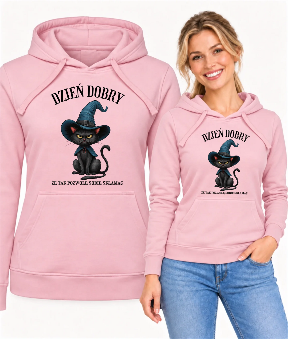 Bluza damska z kapturem halloweenowa - Dzień dobry, że tak pozwolę sobie skłamać HL27