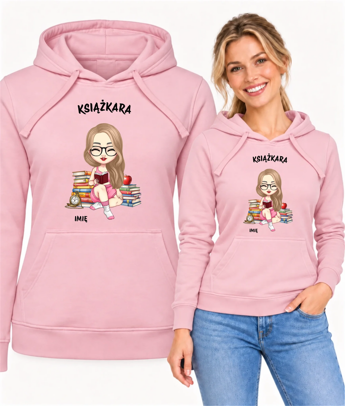 Bluza damska z kapturem - Książkara - Prezent dla miłośniczki czytania książek - personalizowana DZ04