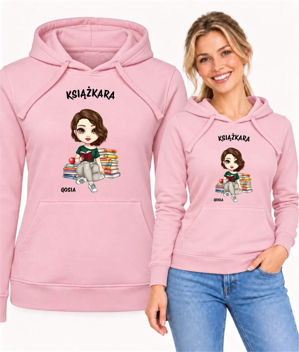 Bluza damska z kapturem - Książkara - Prezent dla miłośniczki czytania książek - personalizowana DZ03