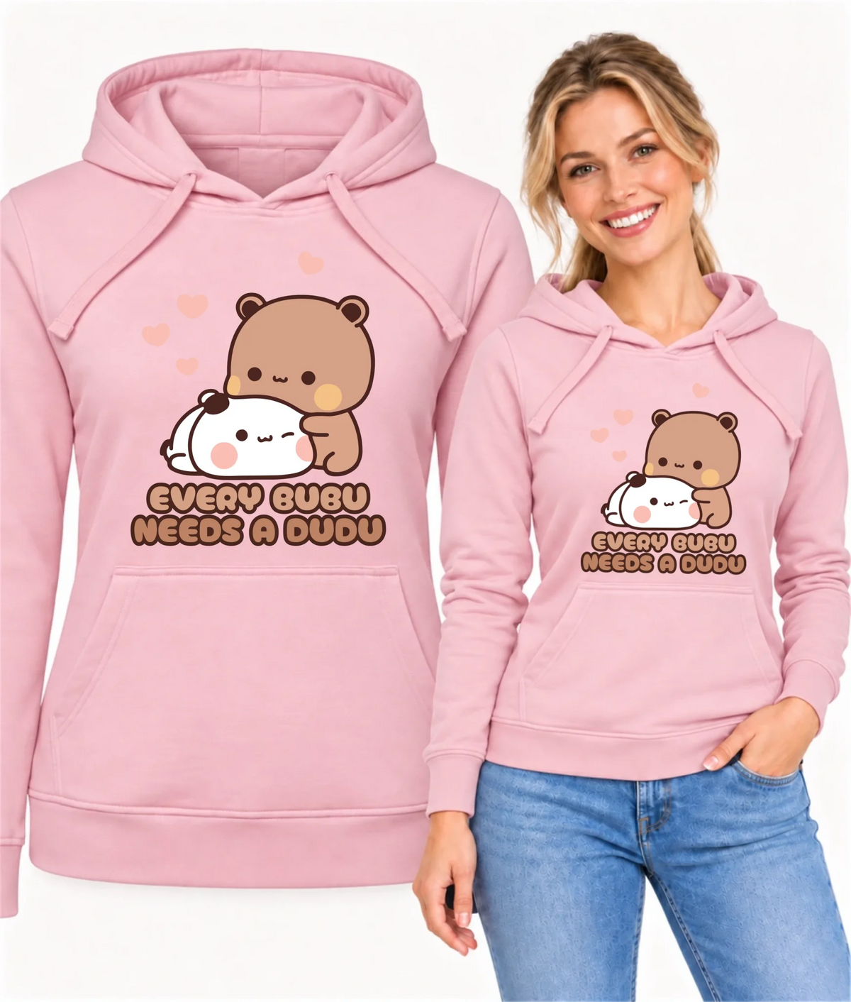 Bluza damska z kapturem dla par - Every Bubu needs a Dudu W33