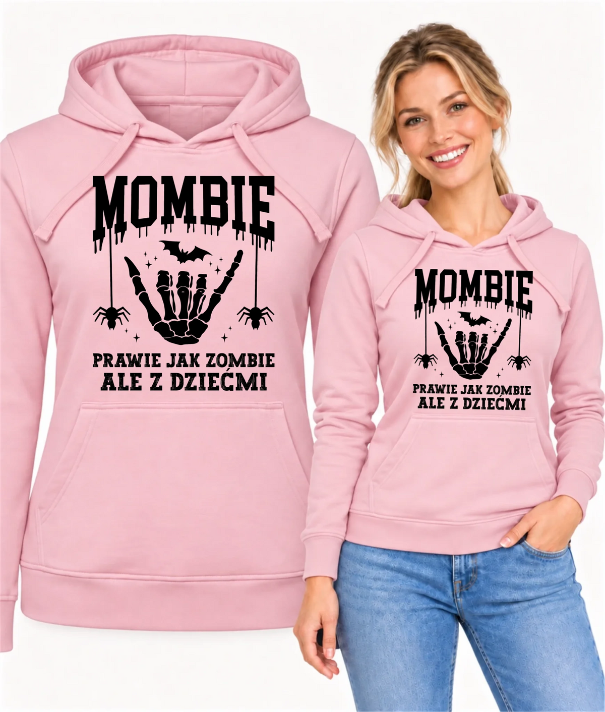 Bluza damska z kapturem dla mamy - Mombie - zombie z dziećmi HL18