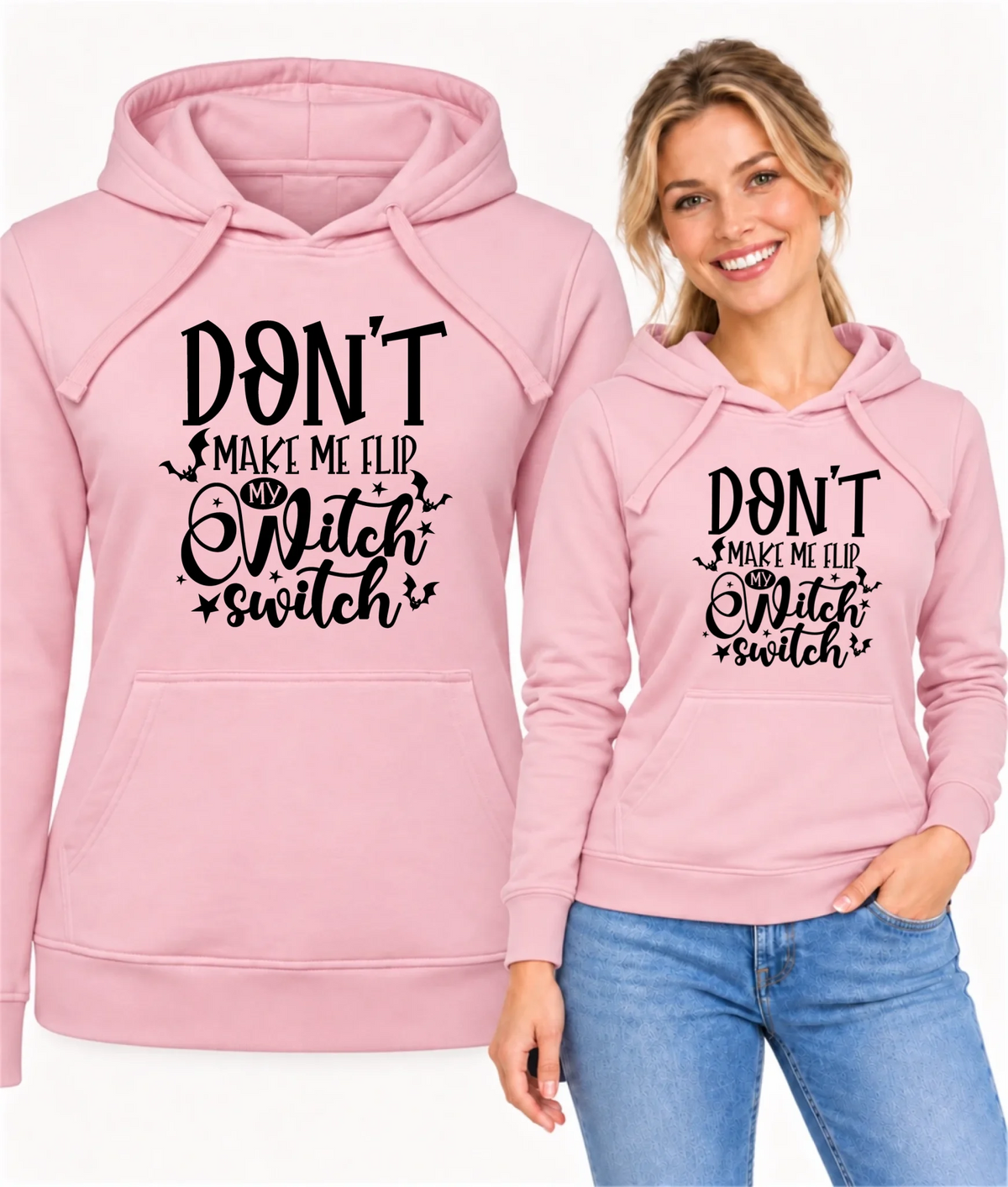 Bluza damska z kapturem na Halloween - Don't make me flip my witch switch - śmieszna HL11