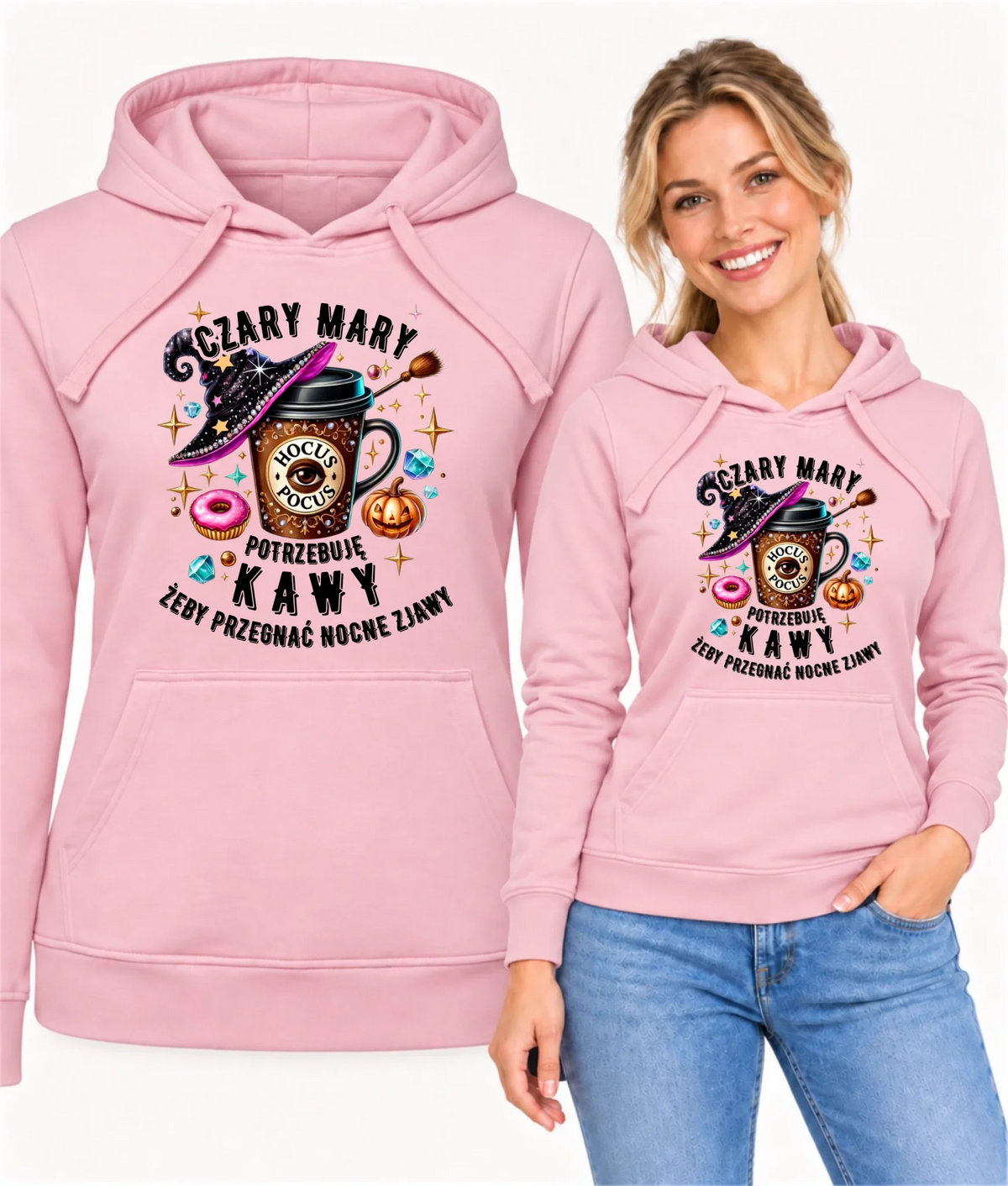 Bluza damska z kapturem na Halloween - Potrzebuję kawy HL03