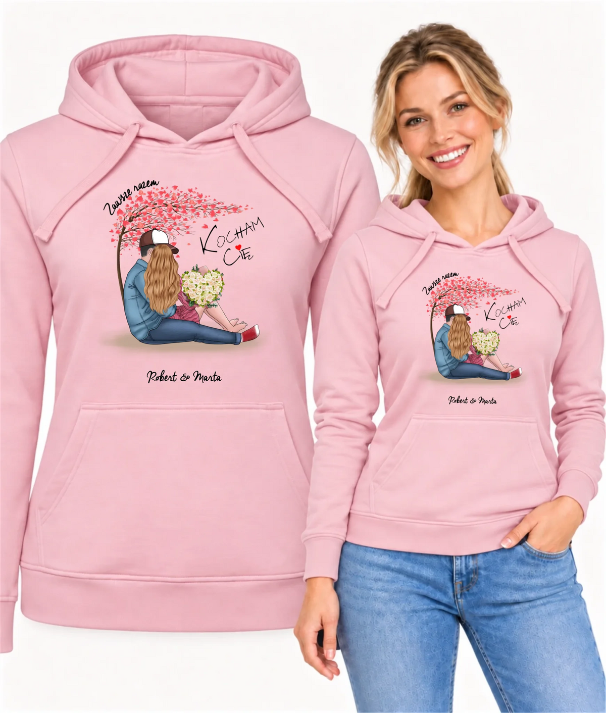 Bluza damska z kapturem dla par - prezent dla dziewczyny narzeczonej żony - Zawsze razem - personalizowana W04