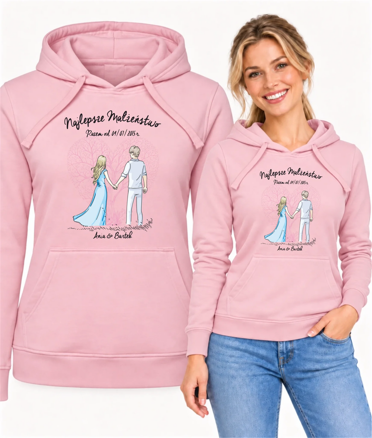 Bluza damska z kapturem dla żony - Najlepsze małżeństwo - personalizowana W03