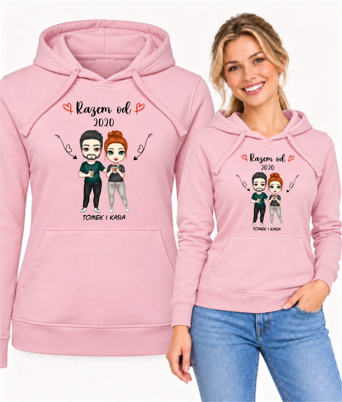 Bluza damska z kapturem - Para razem od - personalizowana W01