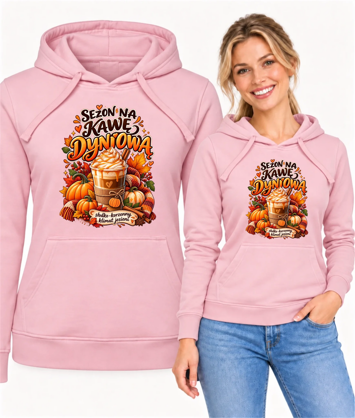 Bluza damska z kapturem jesienna - Sezon na kawę dyniową