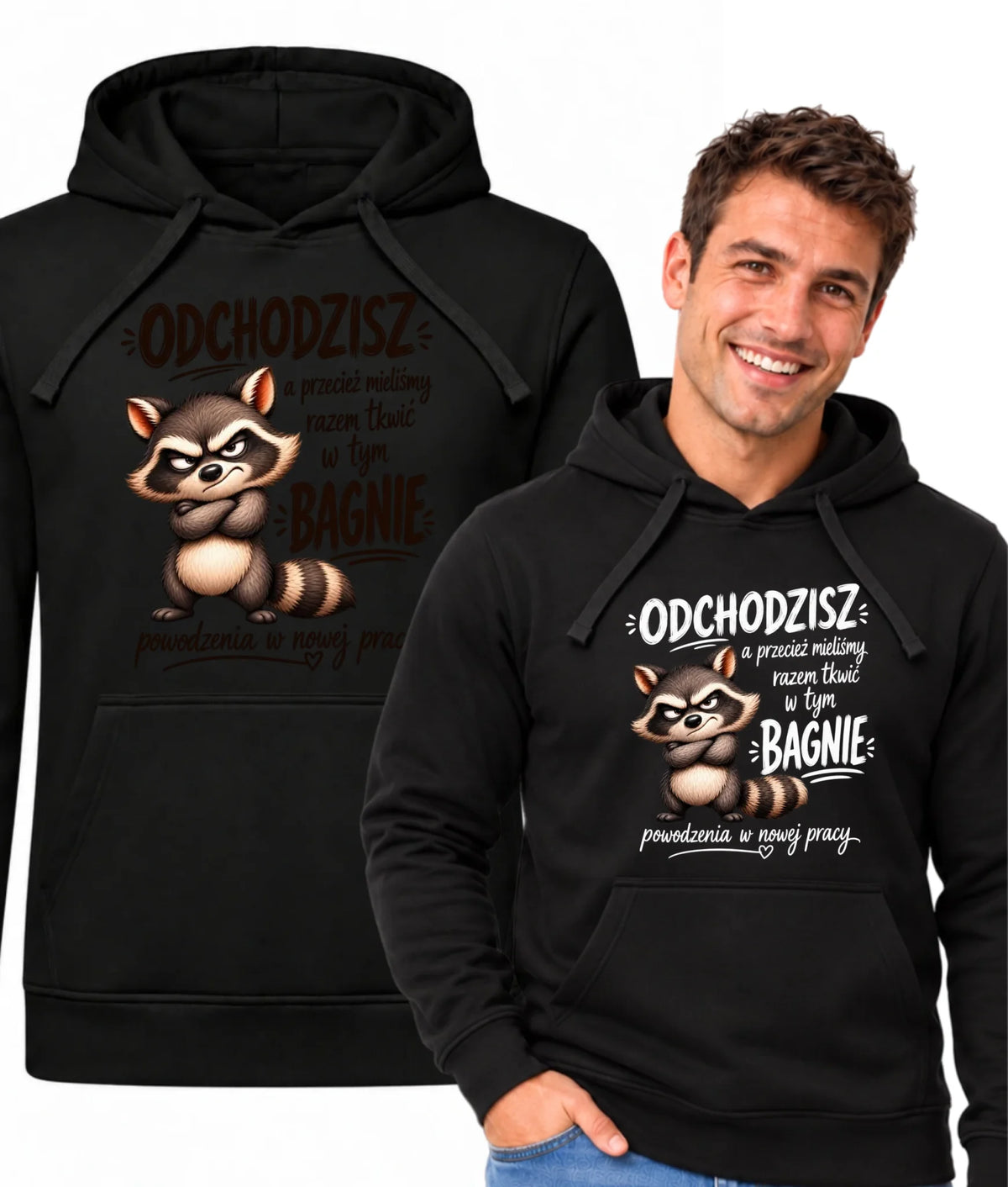 Bluza męska z kapturem na odejście z pracy - Razem w tym bagnie