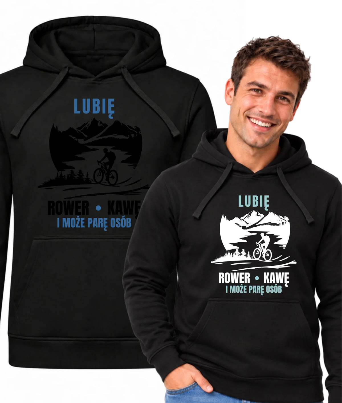 Bluza męska z kapturem - Lubię rower kawę i może parę osób HR05