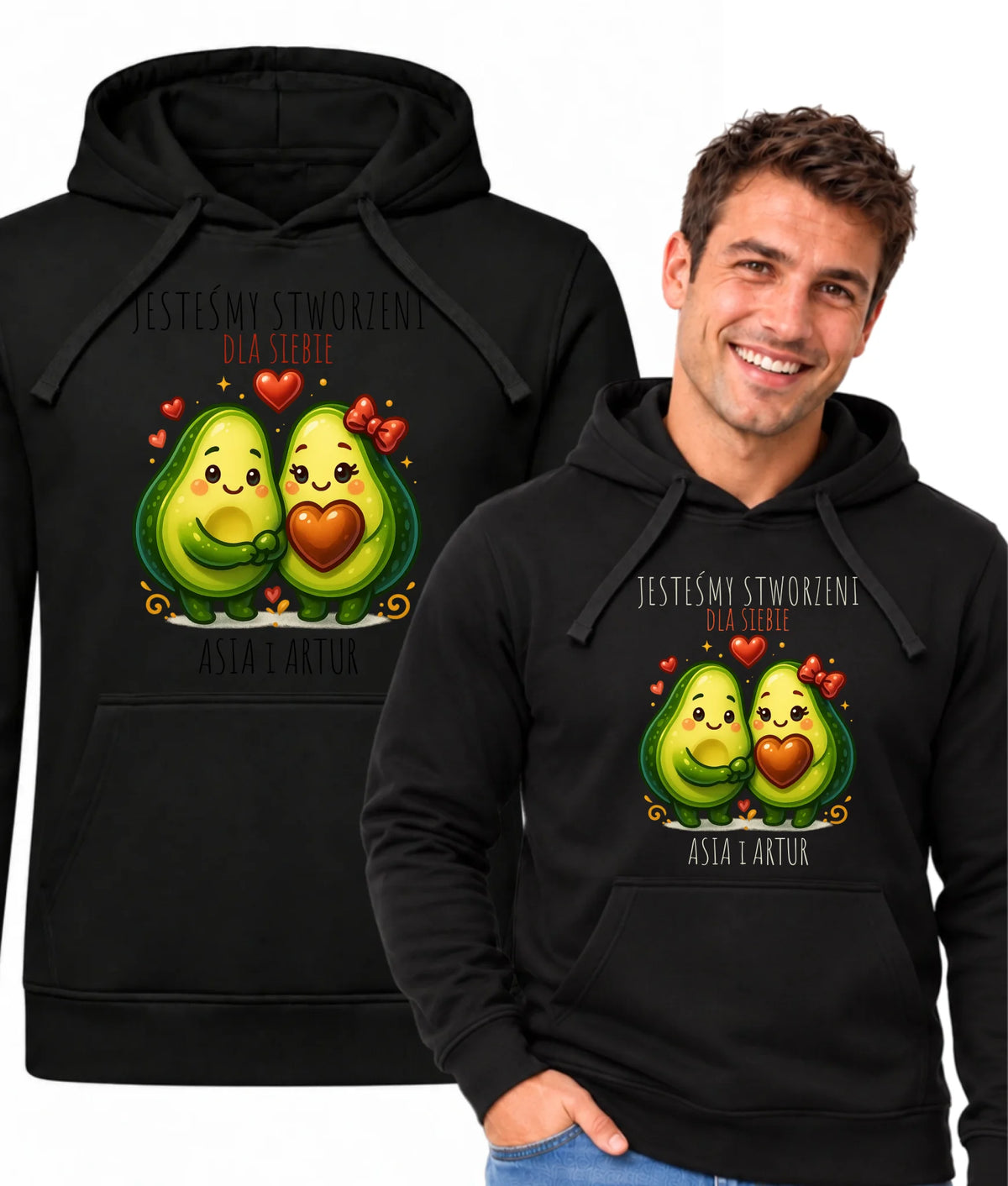Bluza męska z kapturem - Awokado Stworzeni dla siebie - personalizowana W91