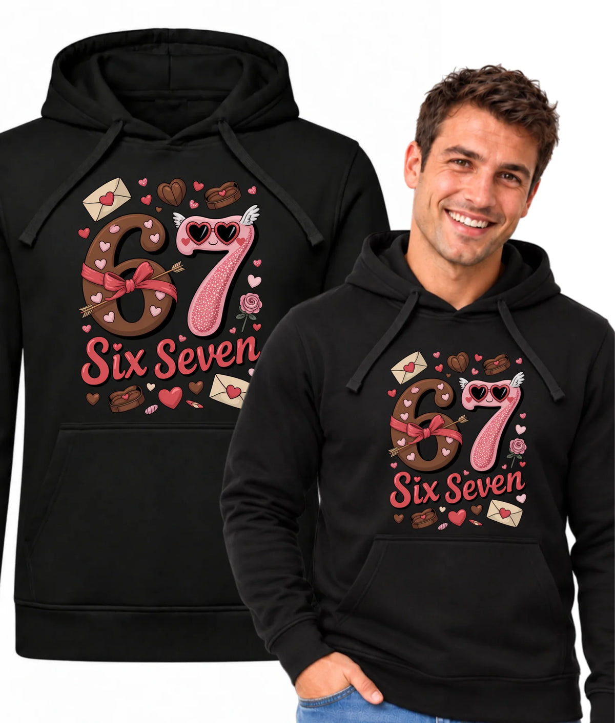 Bluza męska z kapturem - Miłość Six Seven 67 W72