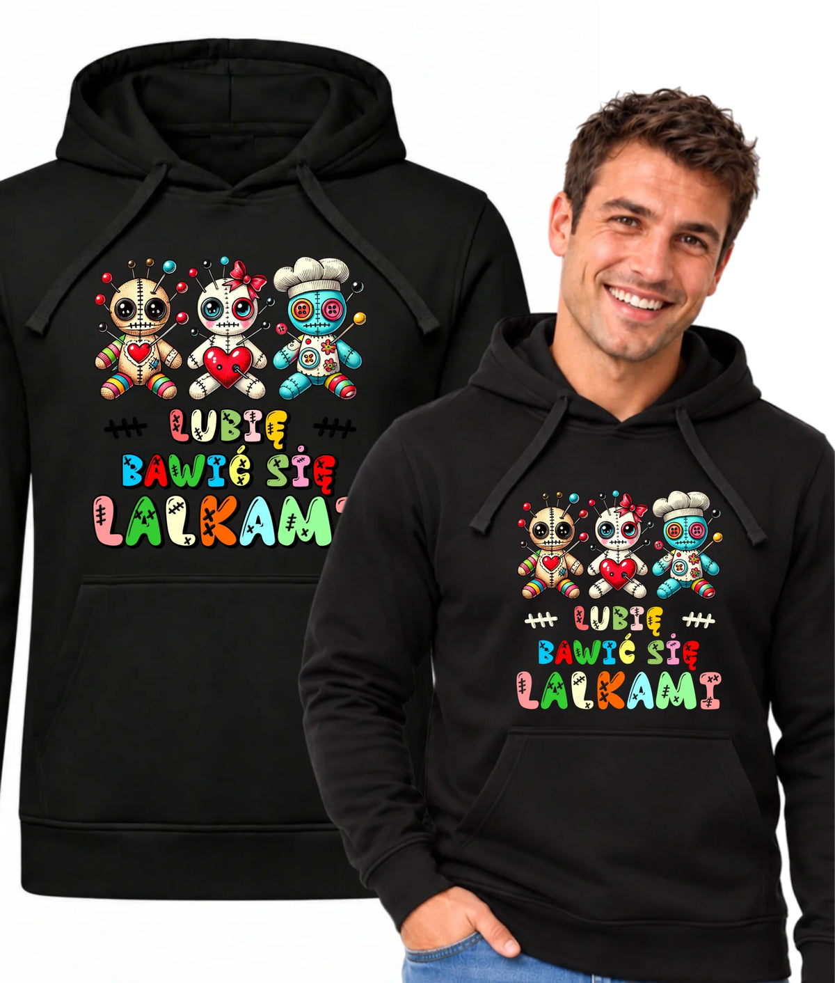 Bluza męska z kapturem - Voodoo Lubię bawić się lalkami W52