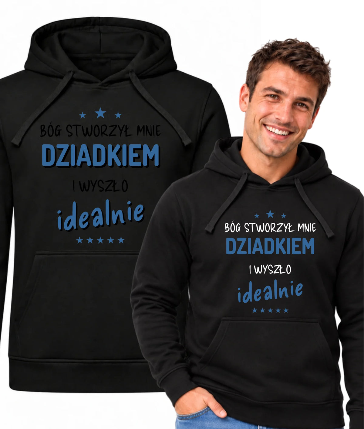 Bluza z kapturem dla dziadka - Bóg stworzył mnie dziadkiem i wyszło idealnie D08