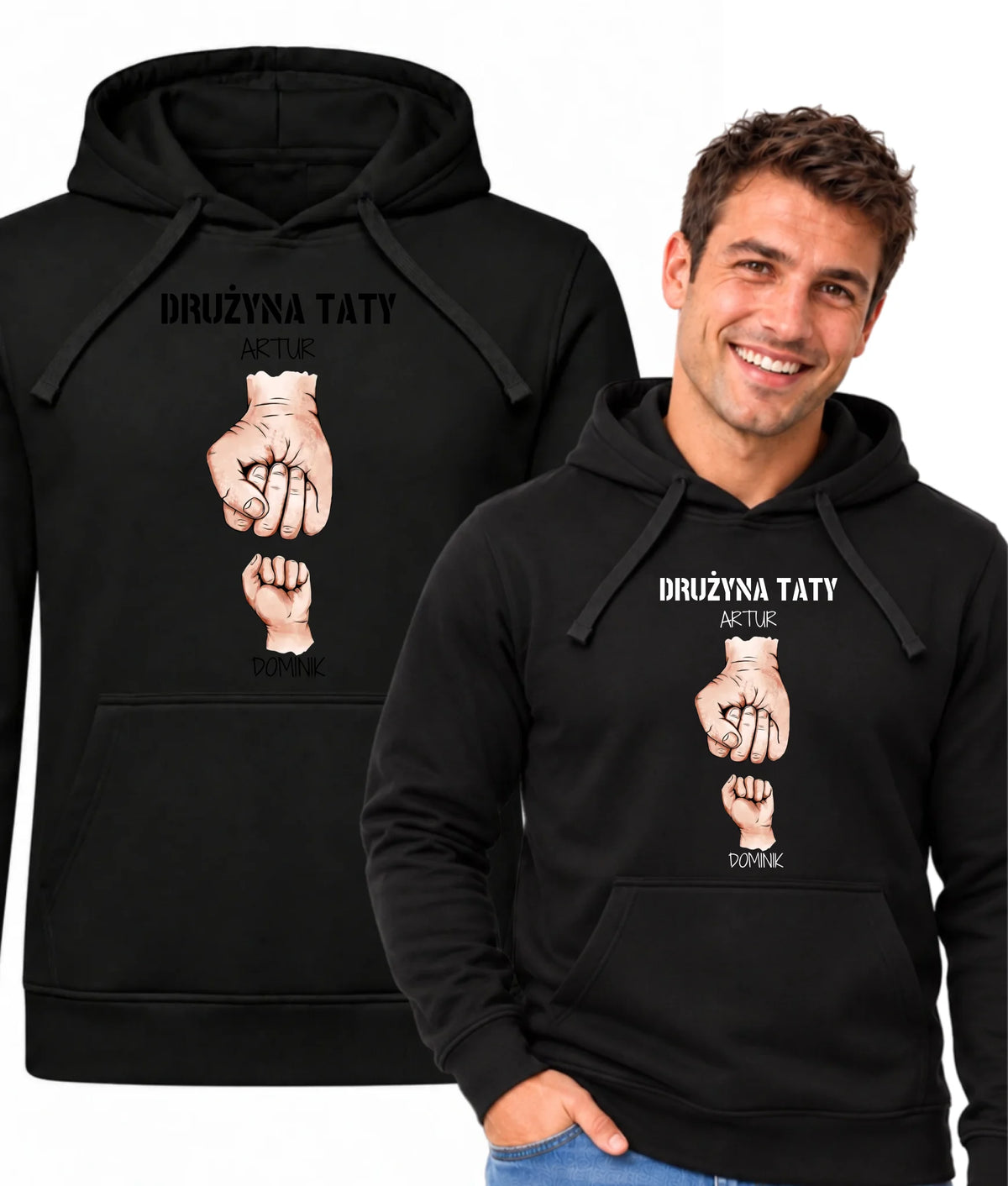 Bluza z kapturem dla taty - Drużyna taty 1-6 imion dzieci - personalizowana DT01