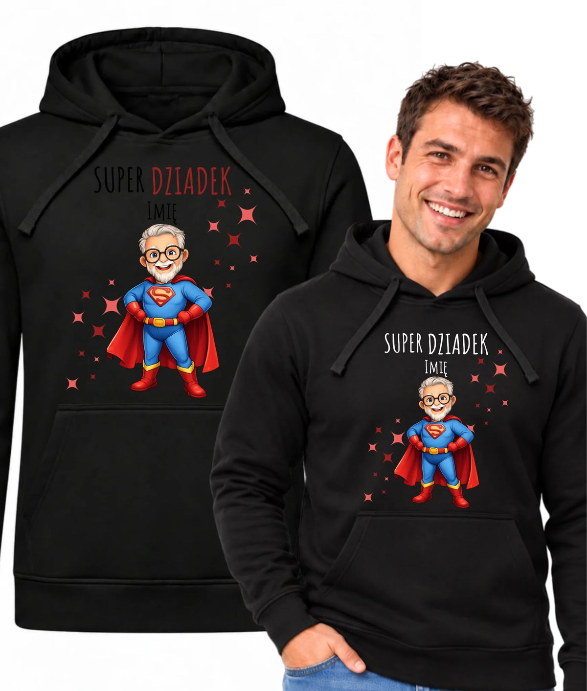 Bluza z kapturem dla dziadka - Super Dziadek - personalizowana D02