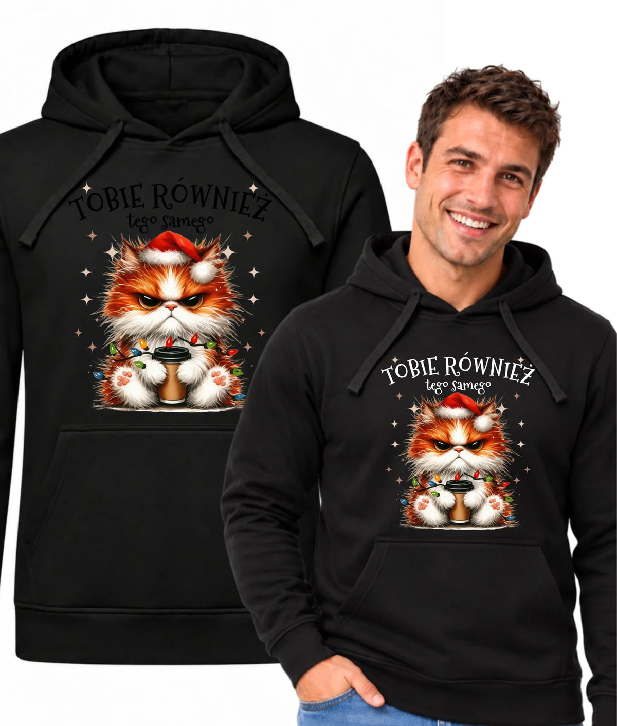 Bluza męska z kapturem świąteczna - Grumpy Cat Tobie również tego samego BN32