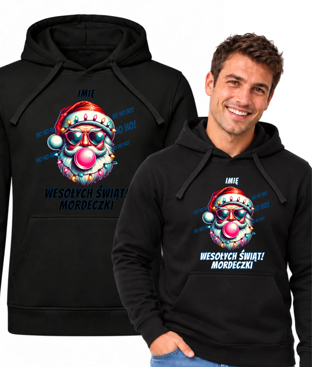 Bluza męska z kapturem świąteczna - Mikołaj Wesołych Świąt Mordeczki - personalizowana BN17