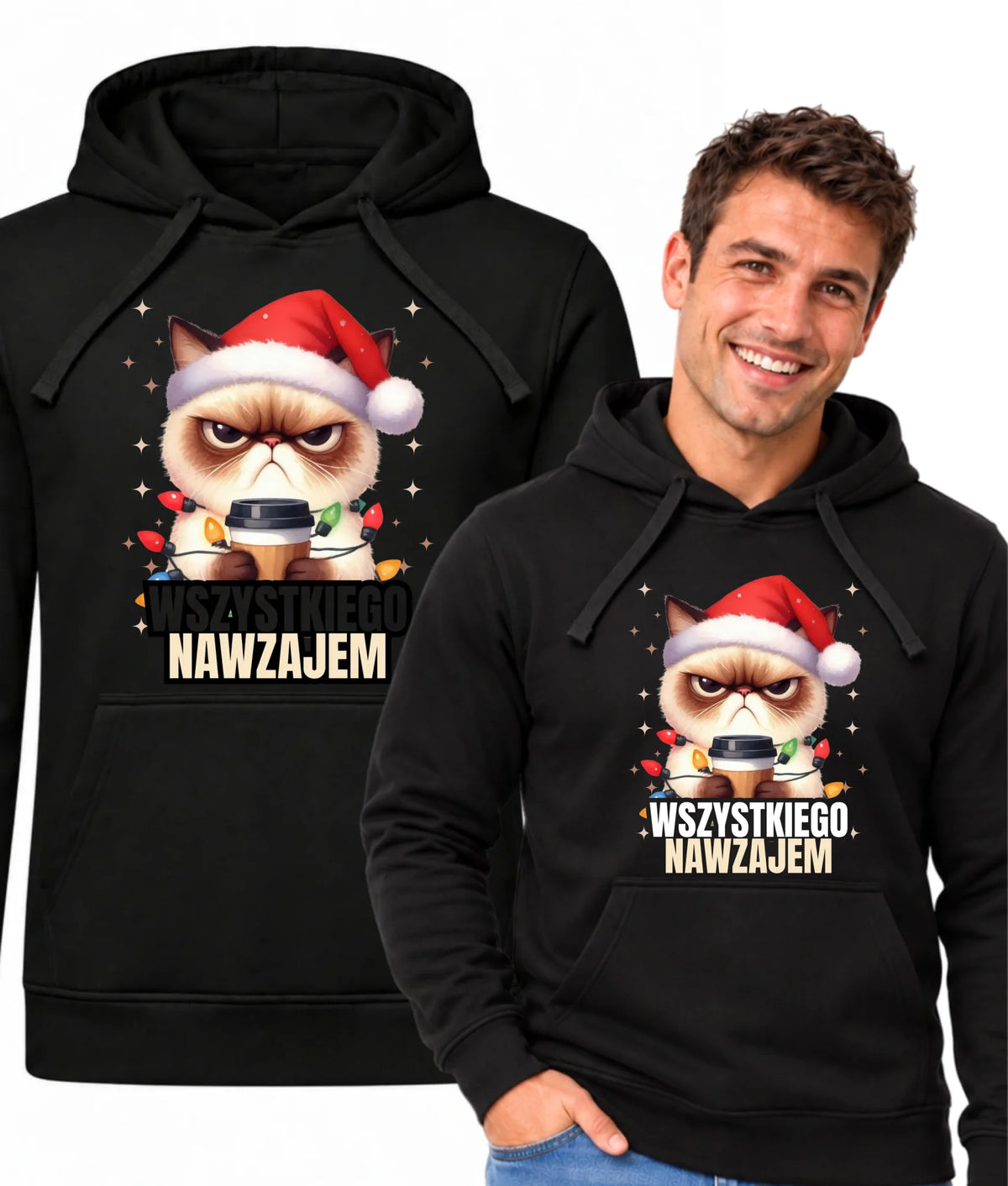Bluza męska z kapturem świąteczna - Grumpy Cat Wszystkiego nawzajem BN33