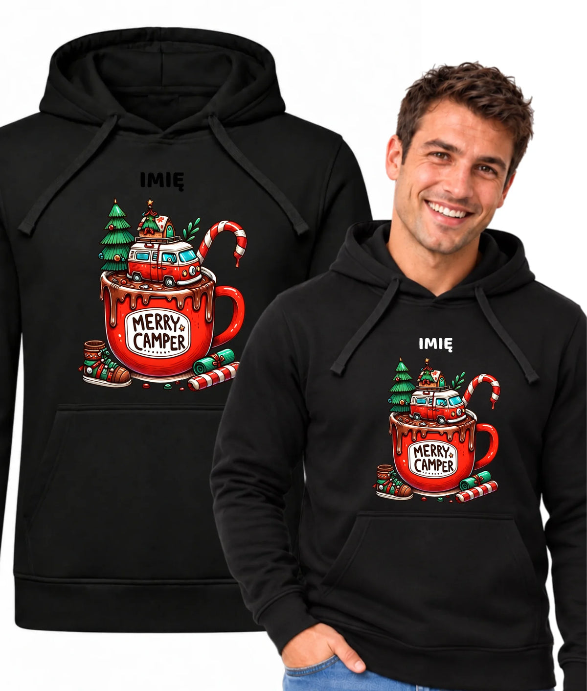 Bluza męska z kapturem świąteczna - Kamper Merry Camper - personalizowana BN43