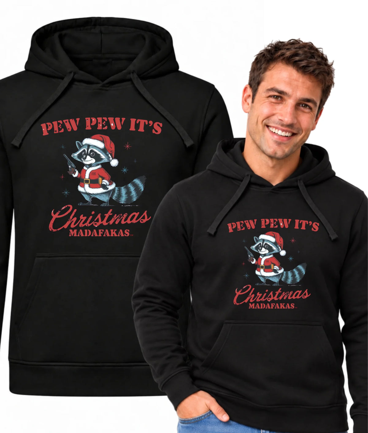 Bluza męska z kapturem świąteczna - Pew pew it's Christmas BN60