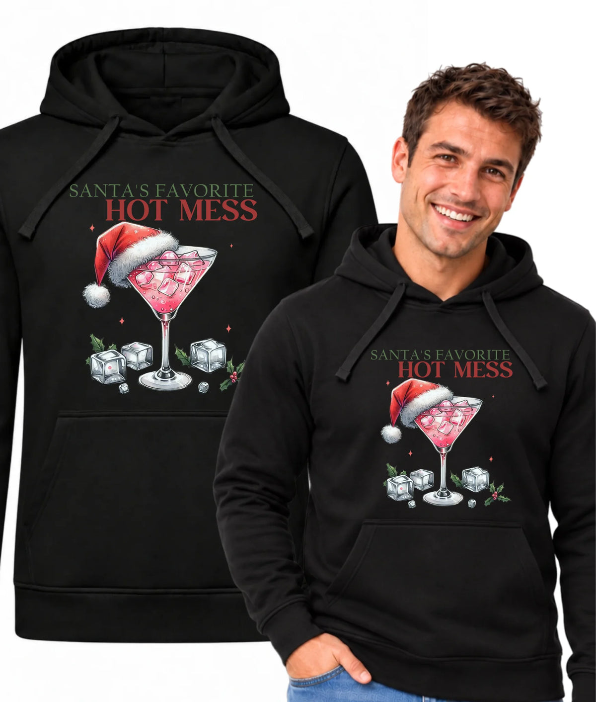 Bluza męska z kapturem świąteczna - Santa's favorite hot mess BN75