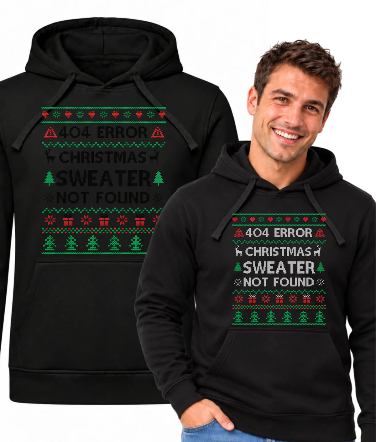Bluza męska z kapturem świąteczna - Error 404 Christmas sweater not found BN107
