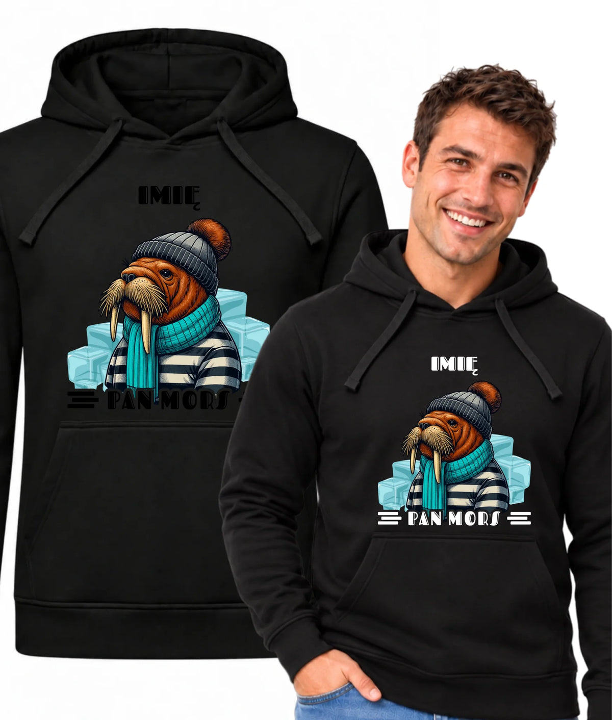 Bluza męska z kapturem - prezent dla morsa - Pan Mors - personalizowana HM15