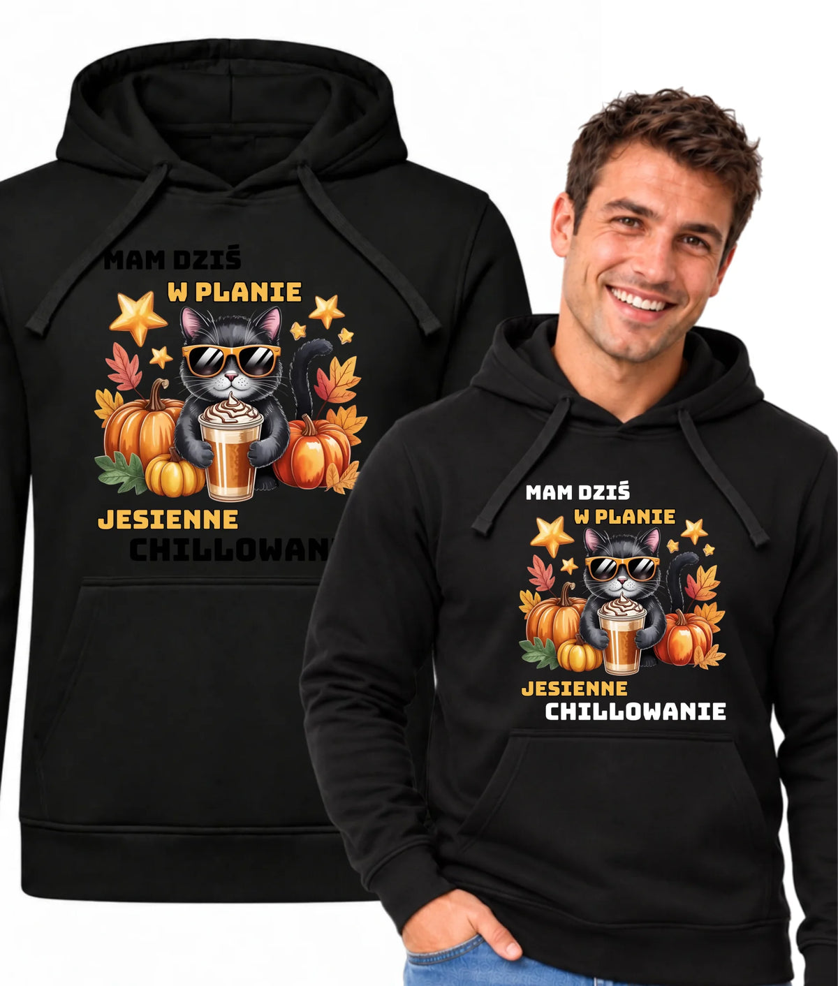 Bluza męska z kapturem jesienna - Mam dziś w planie jesienne chillowanie JS34