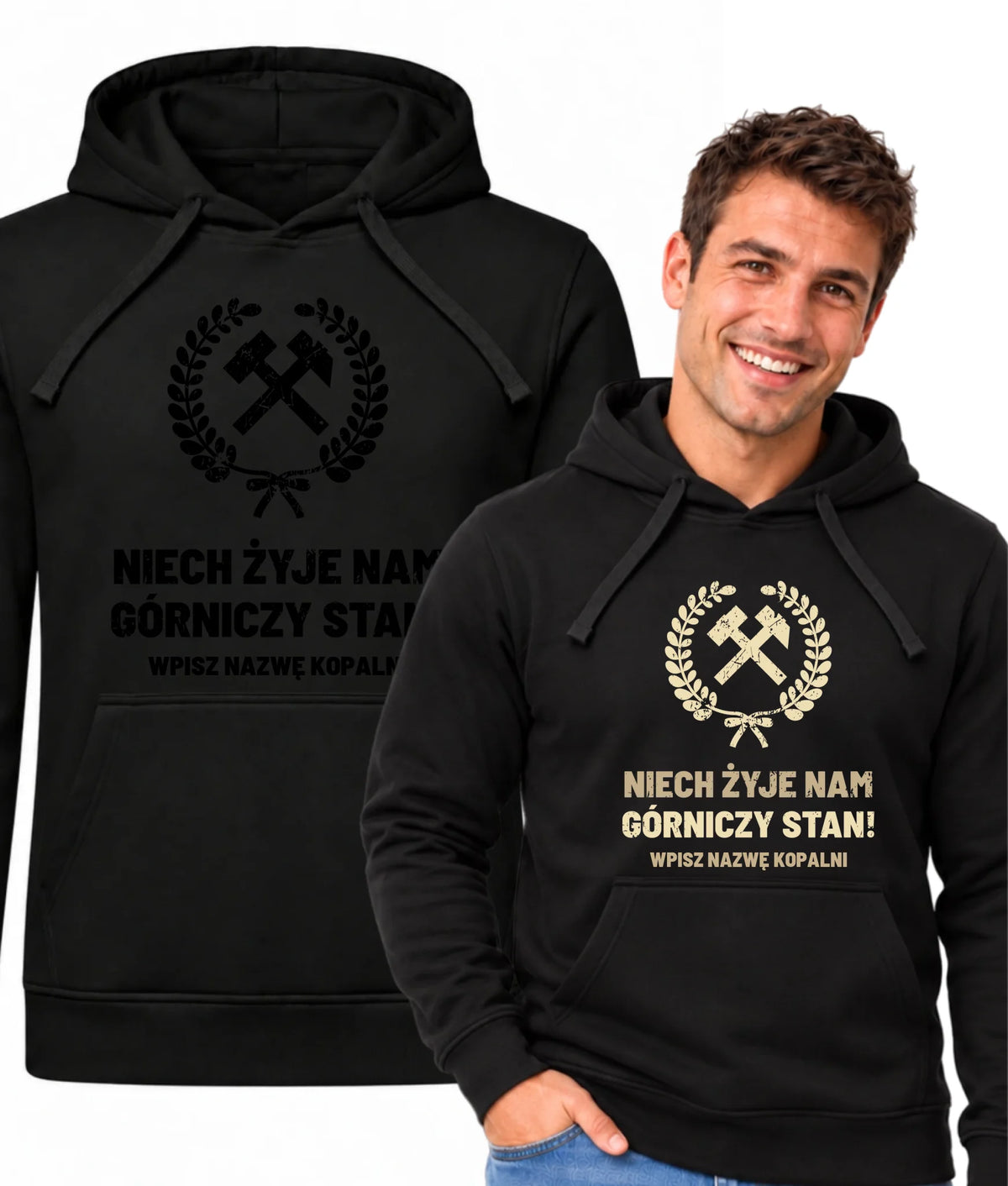 Bluza męska z kapturem i nazwą kopalni dla górnika - Niech żyje nam górniczy stan