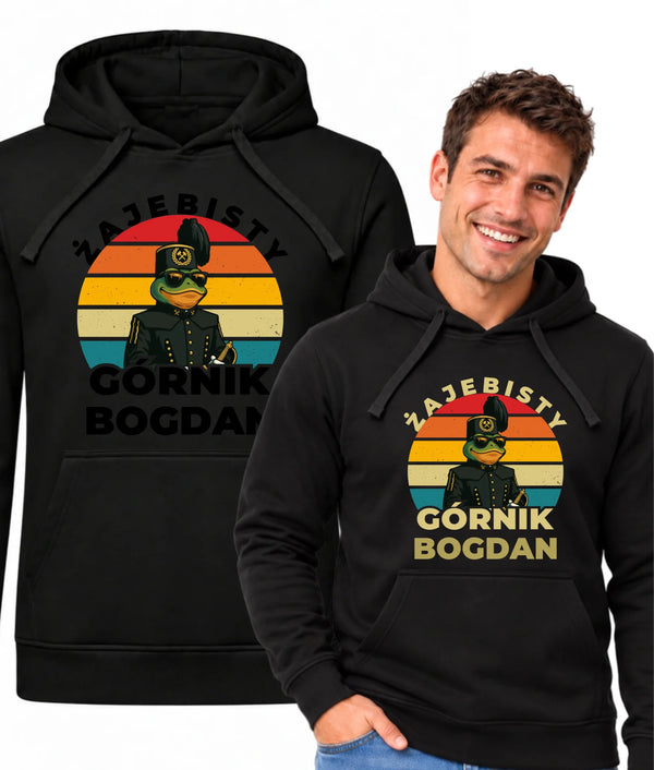 Bluza męska z kapturem i imieniem dla górnika - Żajebisty Górnik