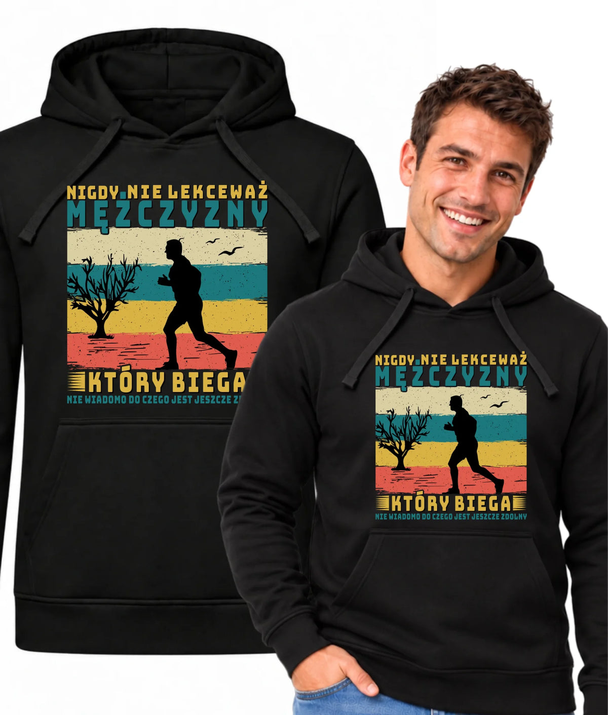 Bluza męska z kapturem dla biegacza - Nigdy nie lekceważ HB03