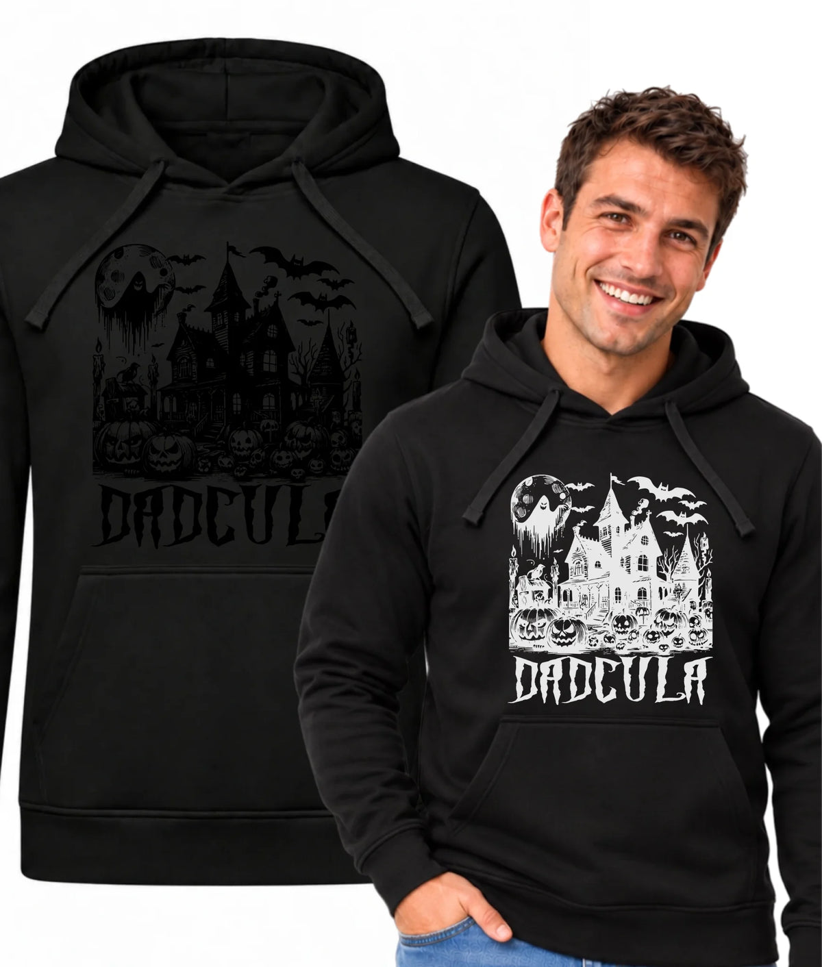 Bluza męska z kapturem na Halloween dla taty -  Upiorny dom - Dadcula HL19