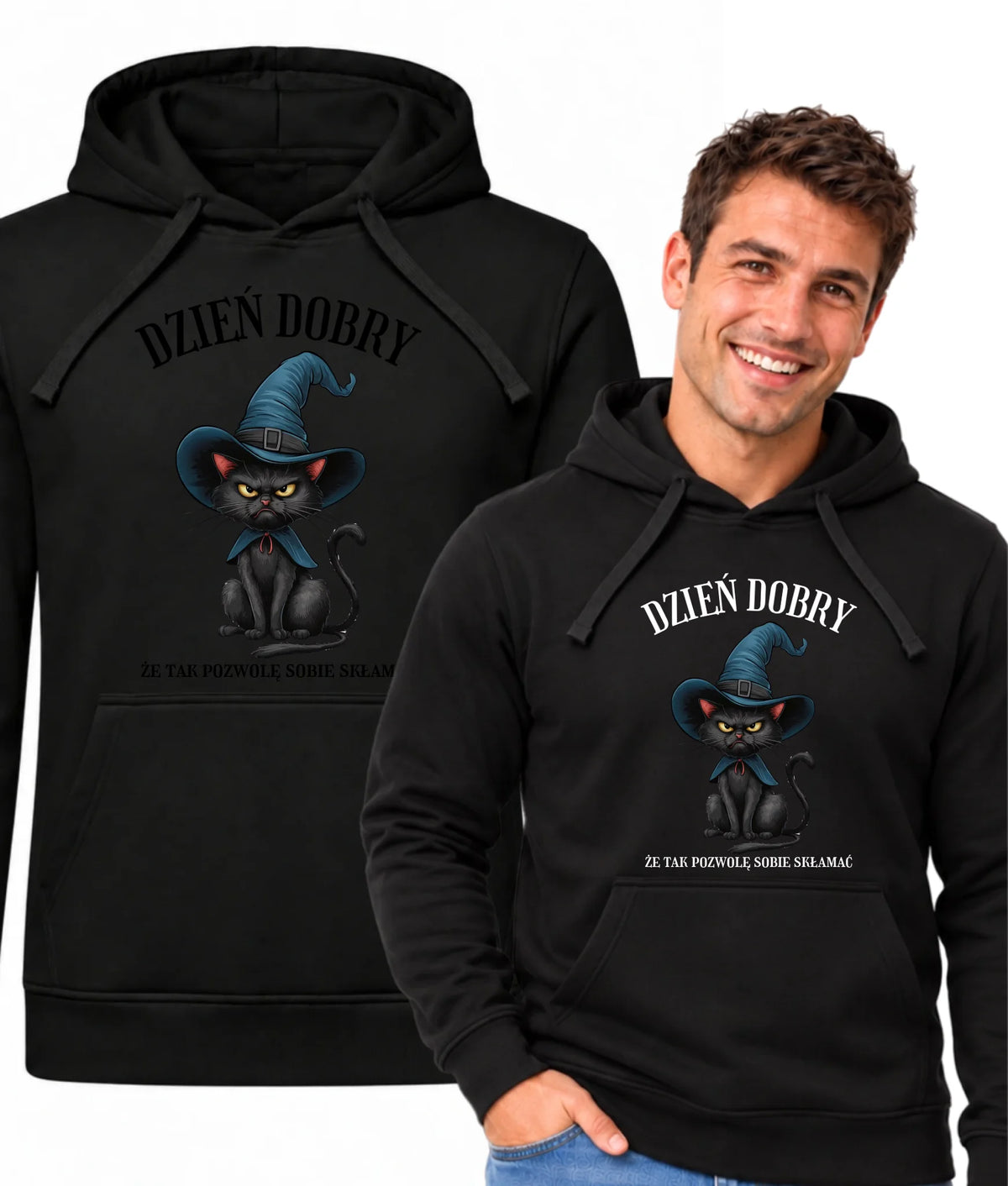 Bluza męska z kapturem halloweenowa - Dzień dobry, że tak pozwolę sobie skłamać HL27