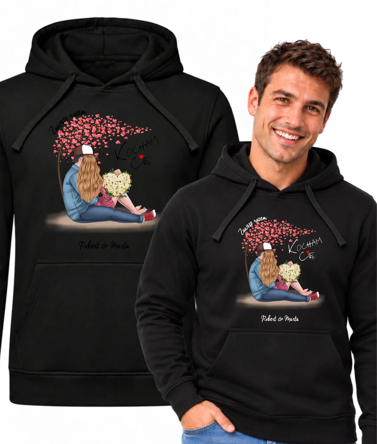 Bluza męska z kapturem dla par - prezent dla chłopaka narzeczonego męża - Zawsze razem - personalizowana W04