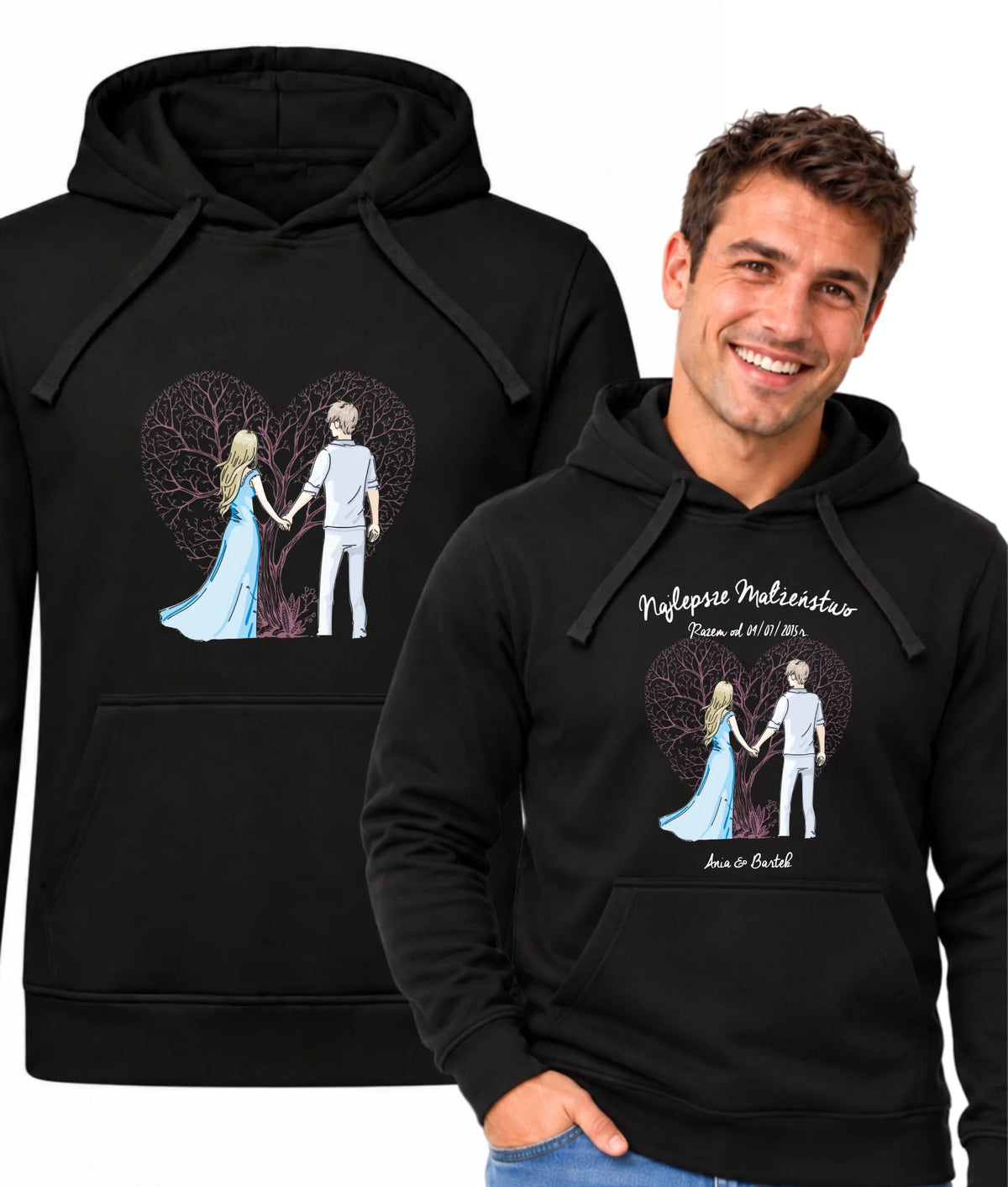 Bluza męska z kapturem dla męża - Najlepsze małżeństwo - personalizowana W03