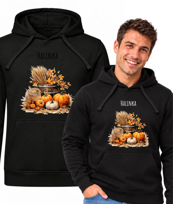 Bluza męska z kapturem jesienna z imieniem - Harvest Vibes