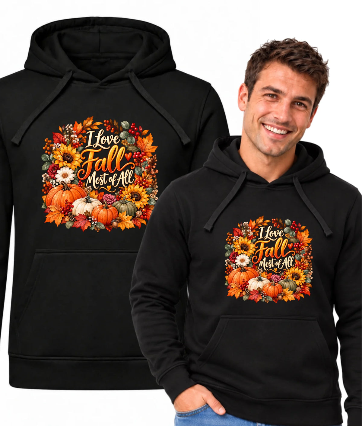 Bluza męska z kapturem jesienna - I Love Fall Most of All