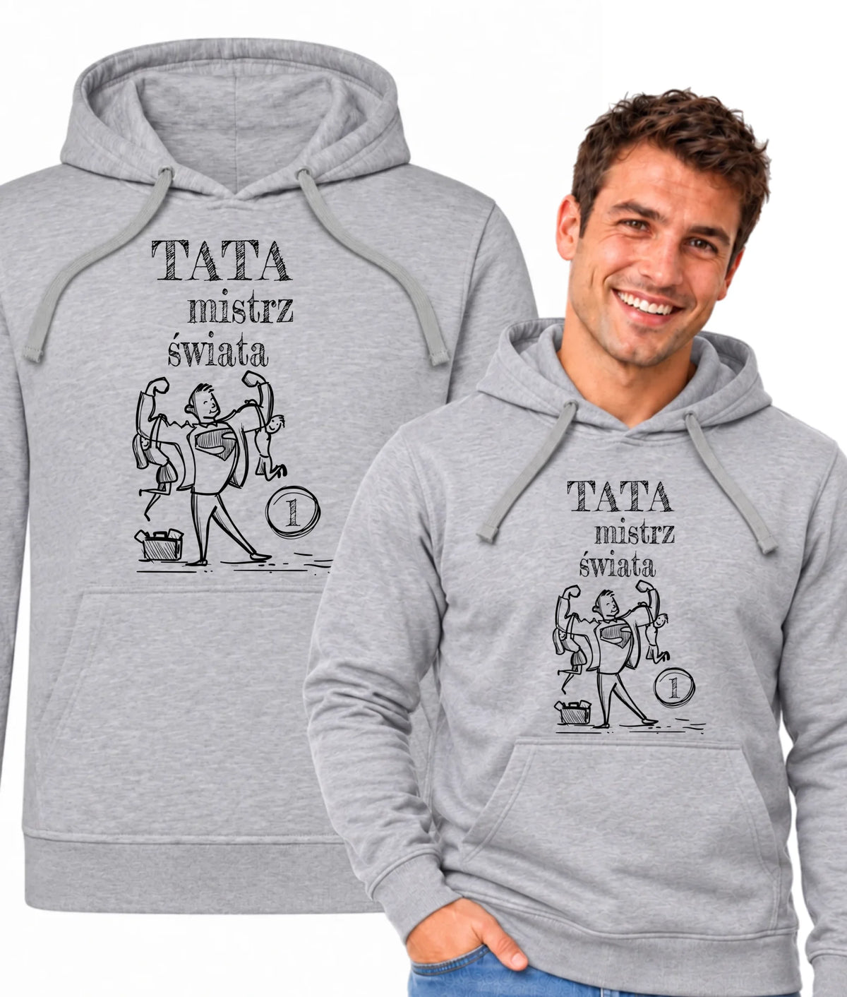 Bluza z kapturem dla taty - Tata Mistrz Świata DT36