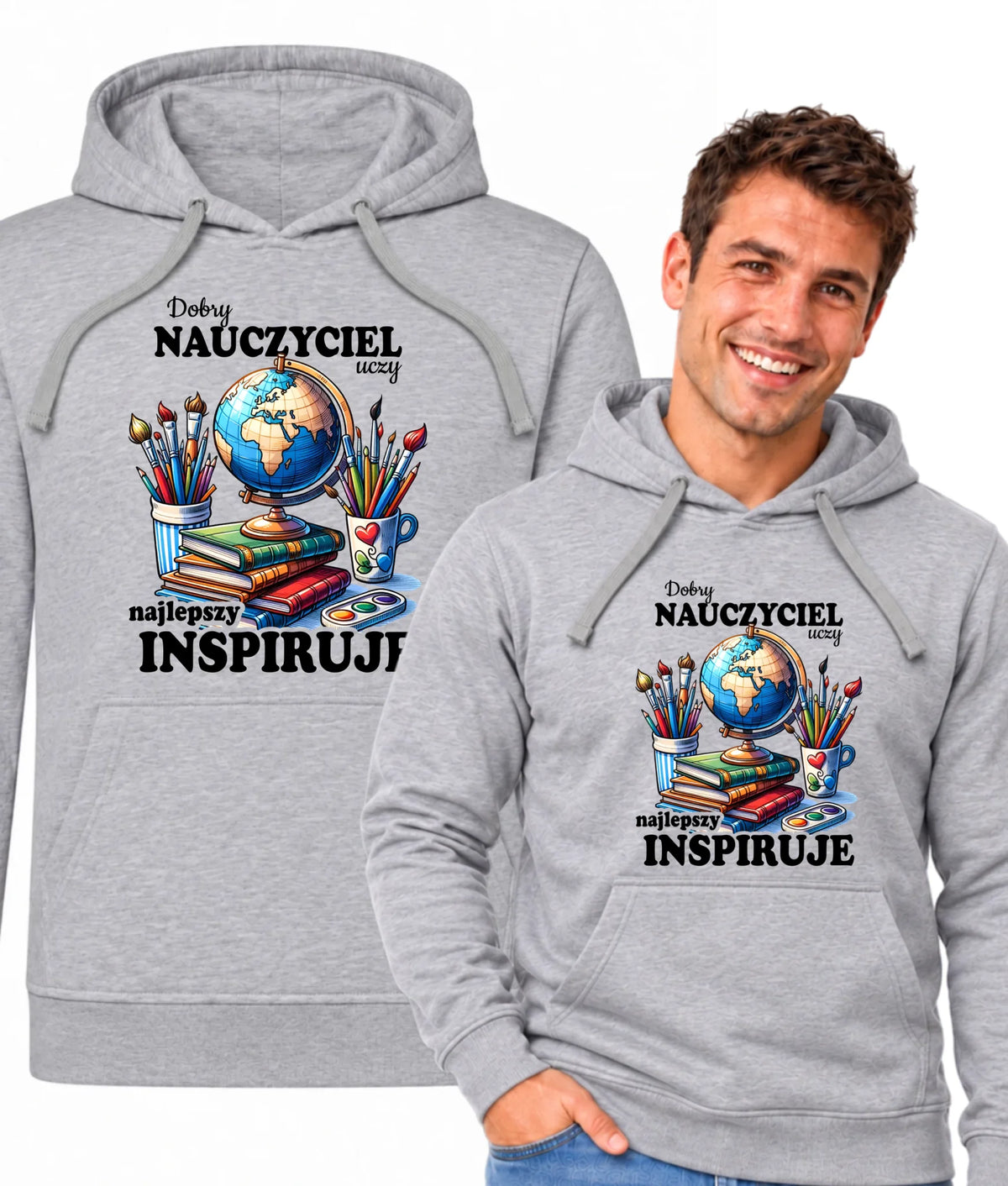 Bluza z kapturem dla nauczyciela - Dobry nauczyciel uczy najlepszy inspiruje N72