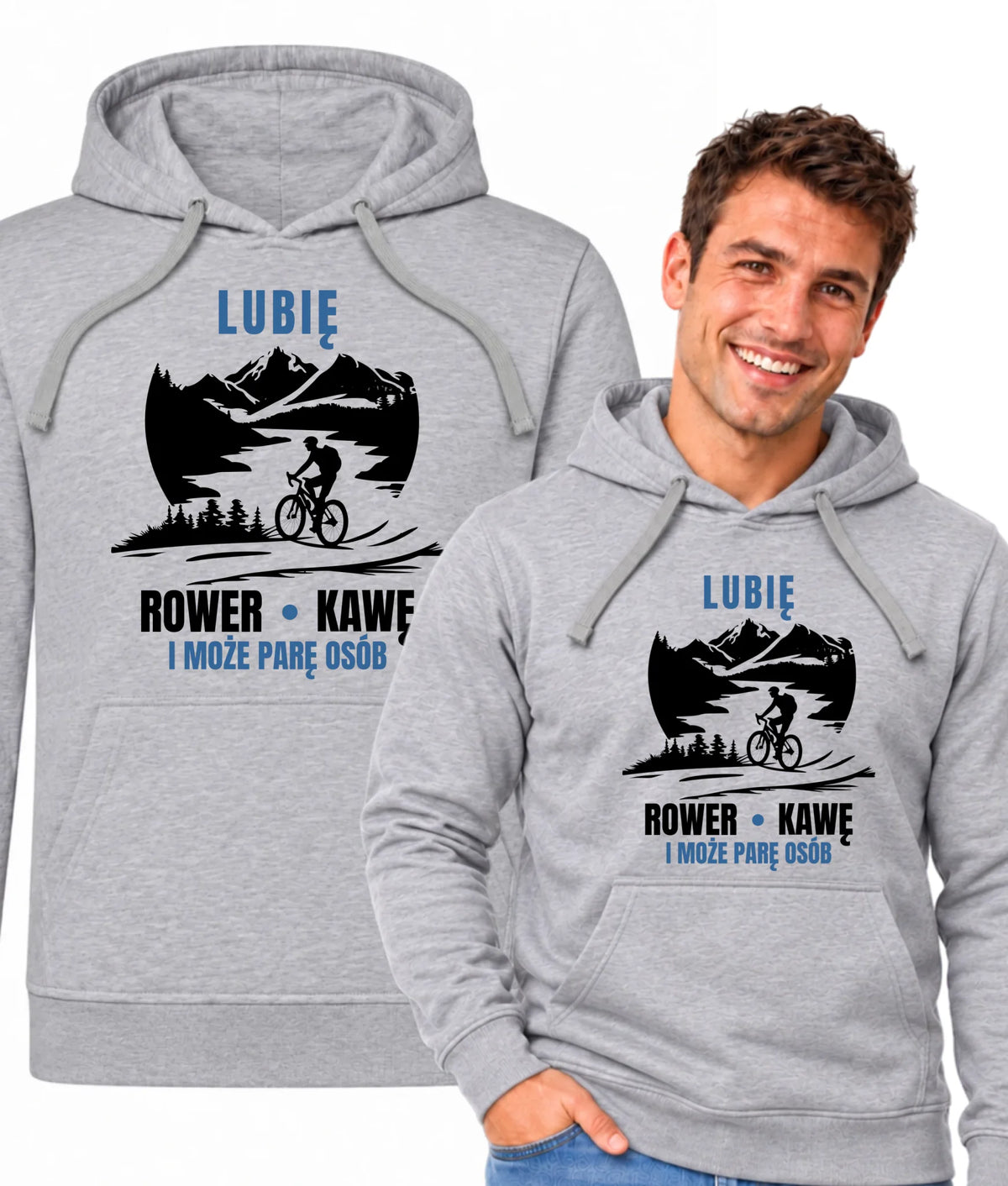 Bluza męska z kapturem - Lubię rower kawę i może parę osób HR05