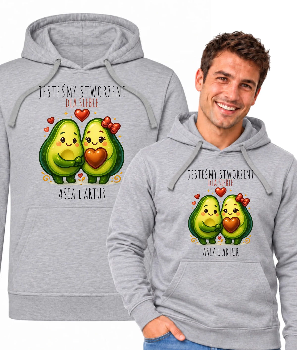 Bluza męska z kapturem - Awokado Stworzeni dla siebie - personalizowana W91