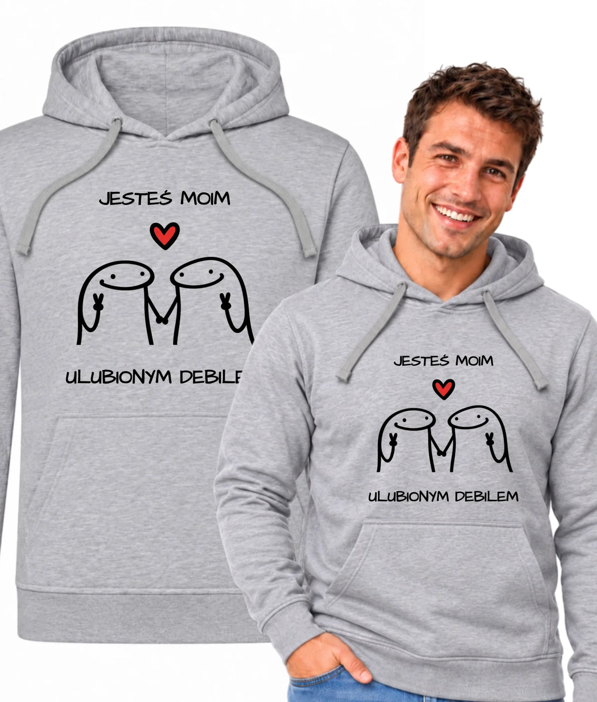 Bluza męska z kapturem - Jesteś moim ulubionym debilem W78