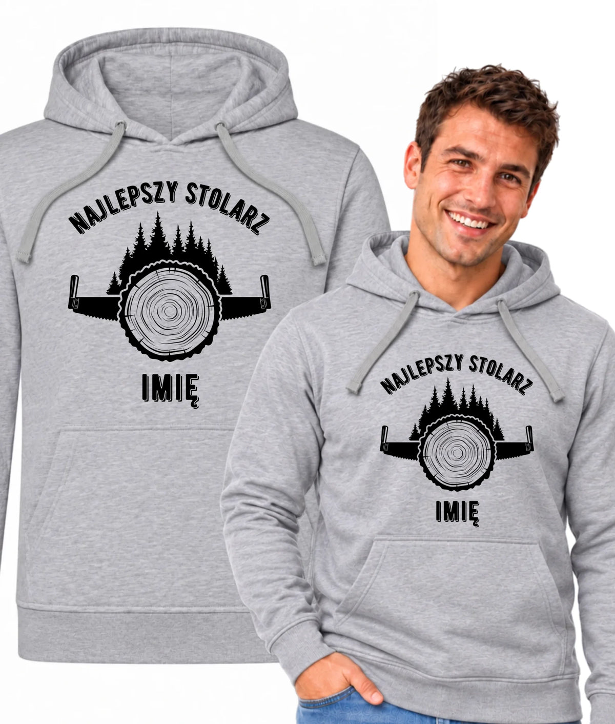 Bluza męska z kapturem dla stolarza - Najlepszy stolarz - personalizowana ZS01