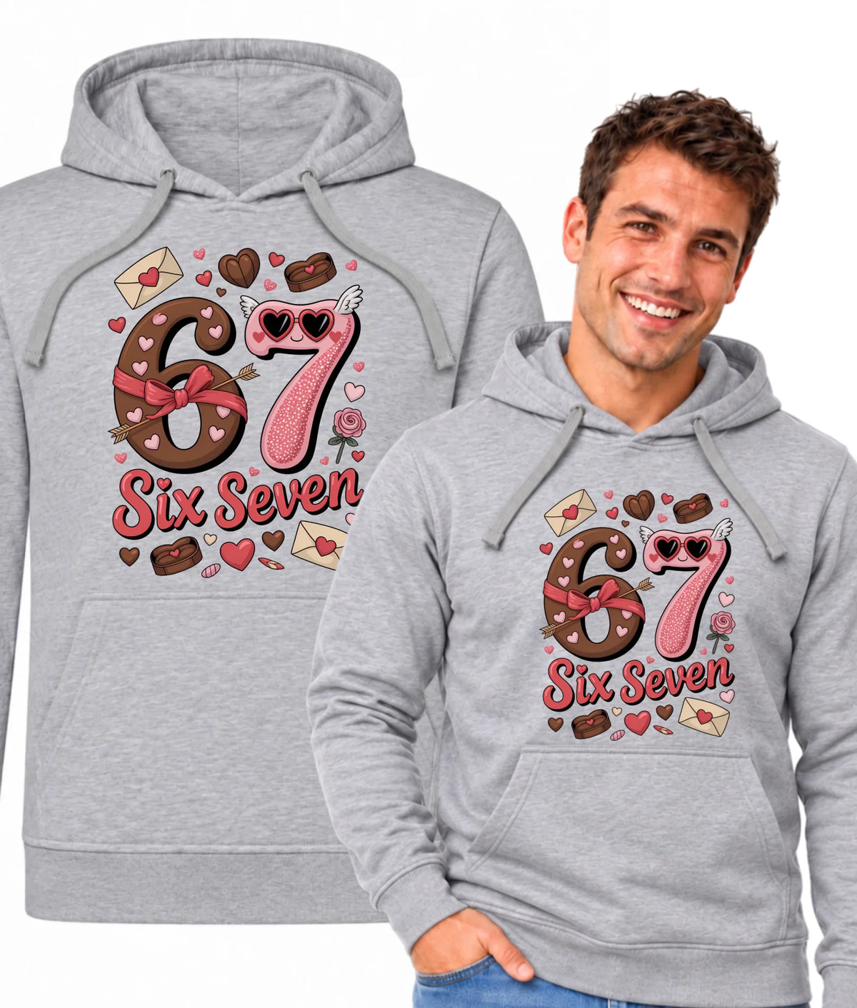 Bluza męska z kapturem - Miłość Six Seven 67 W72