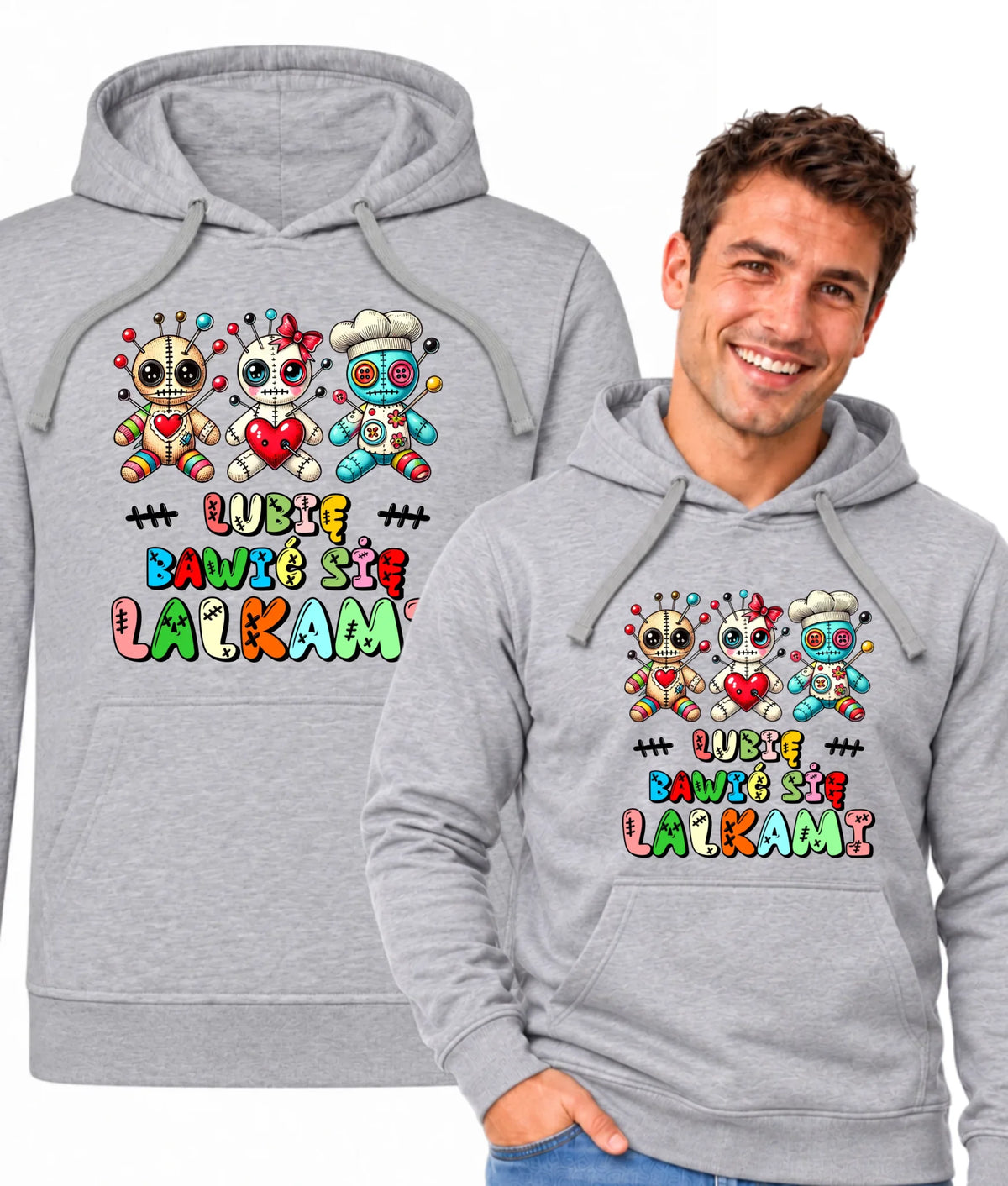 Bluza męska z kapturem - Voodoo Lubię bawić się lalkami W52