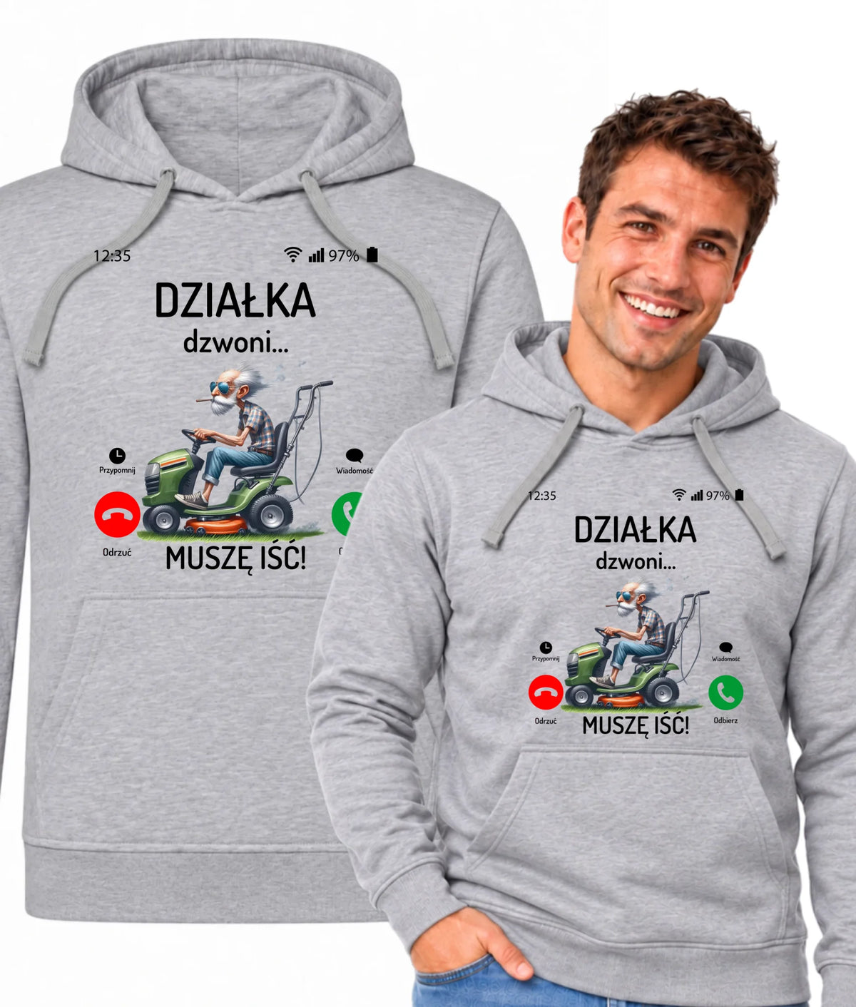 Bluza z kapturem dla dziadka - Działka dzwoni muszę iść D35